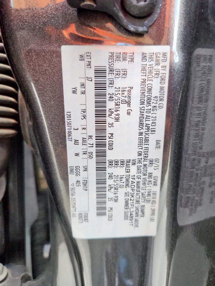 2015 Ford Focus Se VIN: 1FADP3K21FL348917 Lot: 62879145