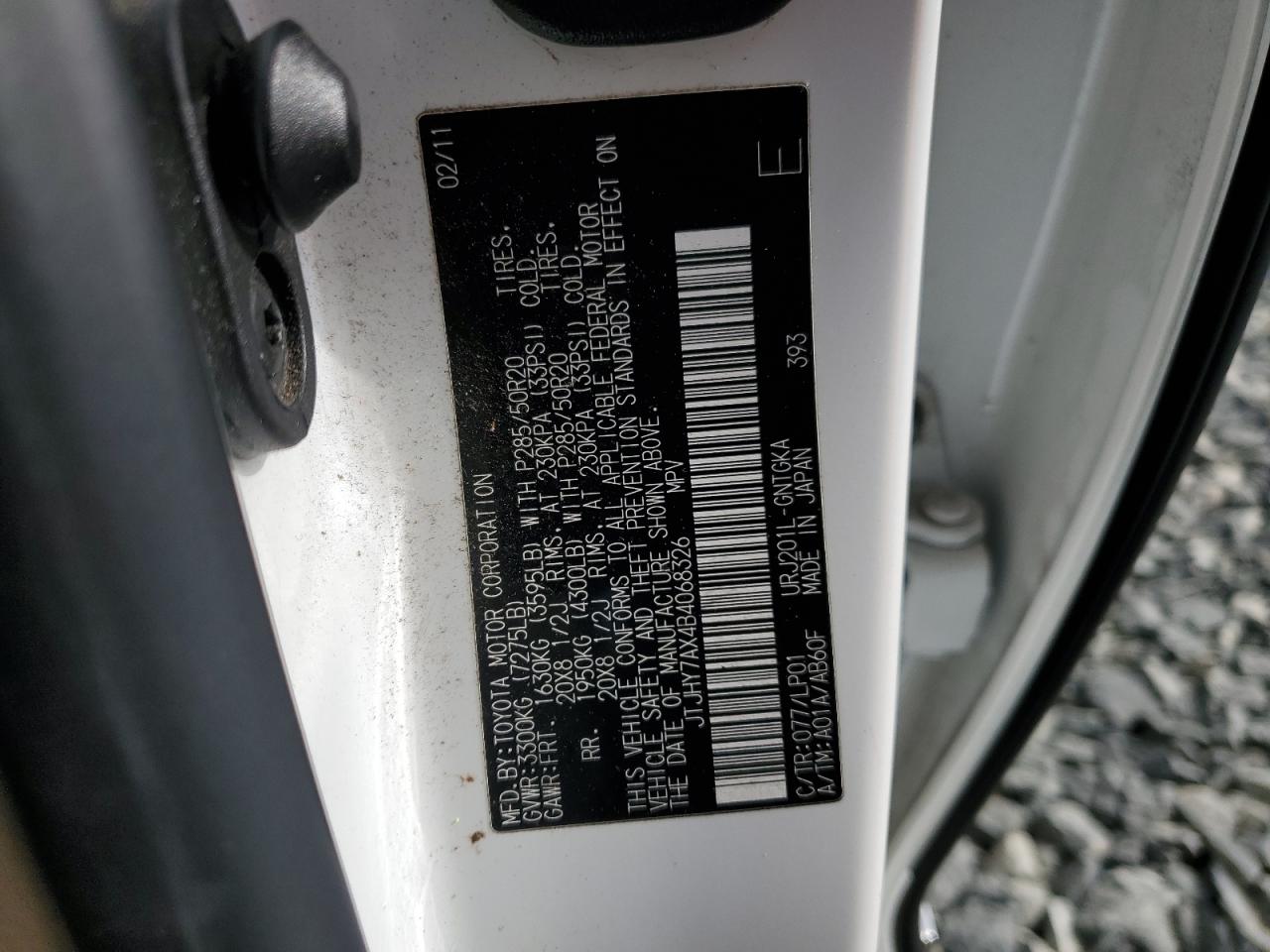 2011 Lexus Lx 570 VIN: JTJHY7AX4B4068326 Lot: 61495175
