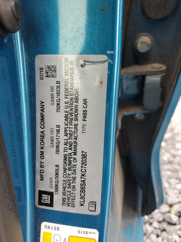 2019 Chevrolet Spark Ls VIN: KL8CB6SA7KC720387 Lot: 60312955