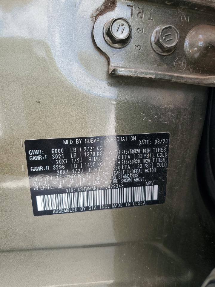 2023 Subaru Ascent Limited VIN: 4S4WMAKD2P3429343 Lot: 62607155