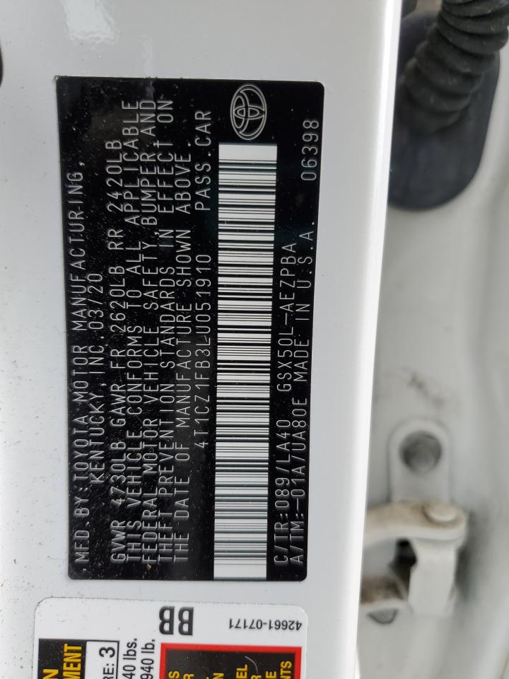2020 Toyota Avalon Limited VIN: 4T1CZ1FB3LU051910 Lot: 57855515