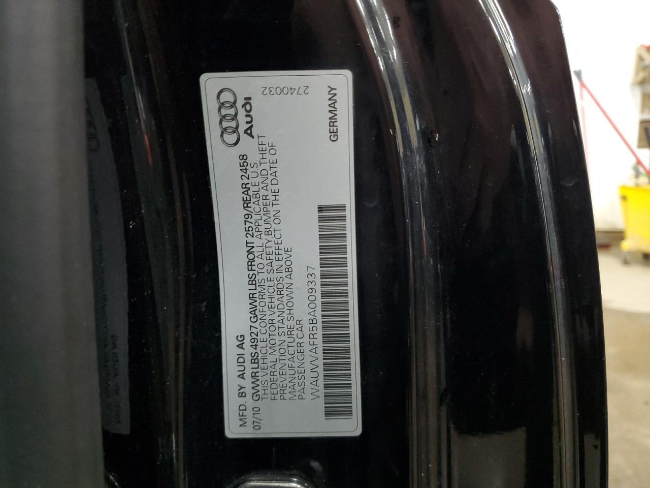 2011 Audi S5 Prestige VIN: WAUVVAFR5BA009337 Lot: 61386305