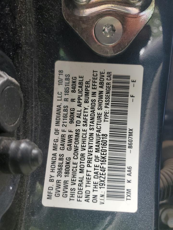 2019 Honda Insight Lx VIN: 19XZE4F16KE016018 Lot: 59756365