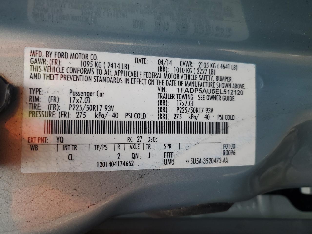 2014 Ford C-Max Se VIN: 1FADP5AU5EL512120 Lot: 61769435