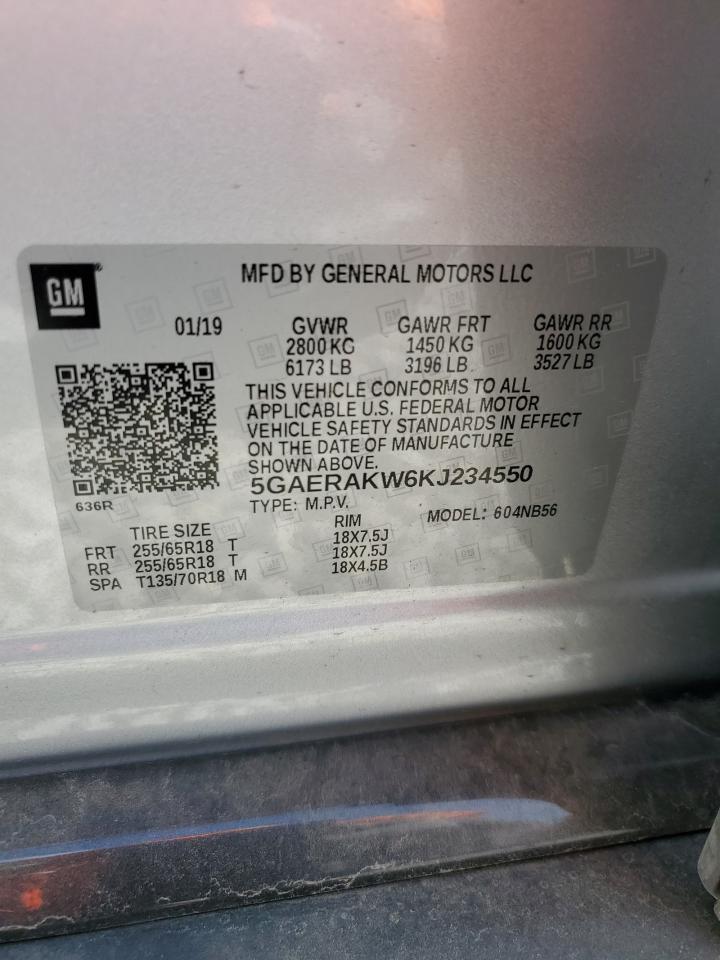 2019 Buick Enclave VIN: 5GAERAKW6KJ234550 Lot: 62316915