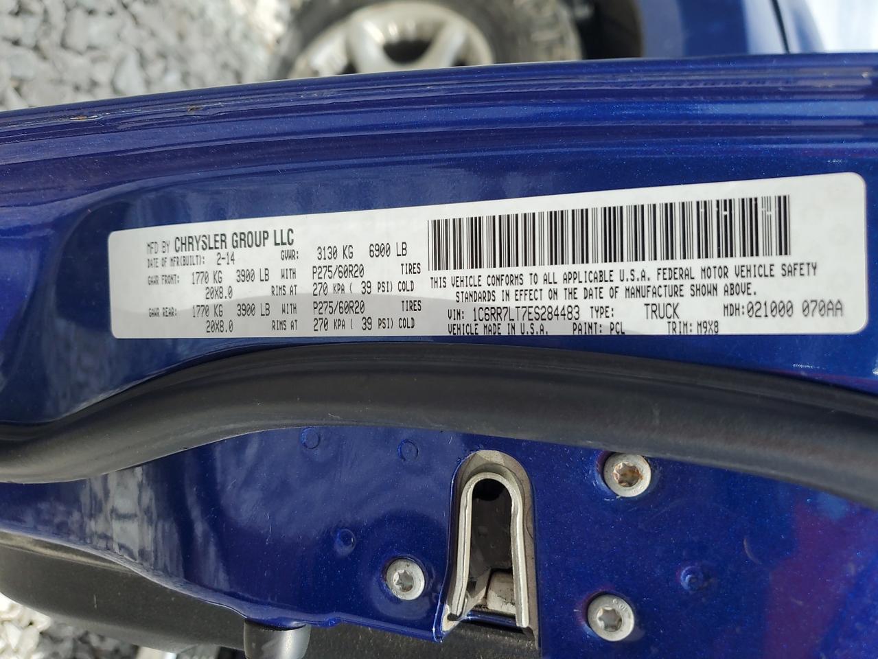 2014 Ram 1500 Slt VIN: 1C6RR7LT7ES284483 Lot: 61095265