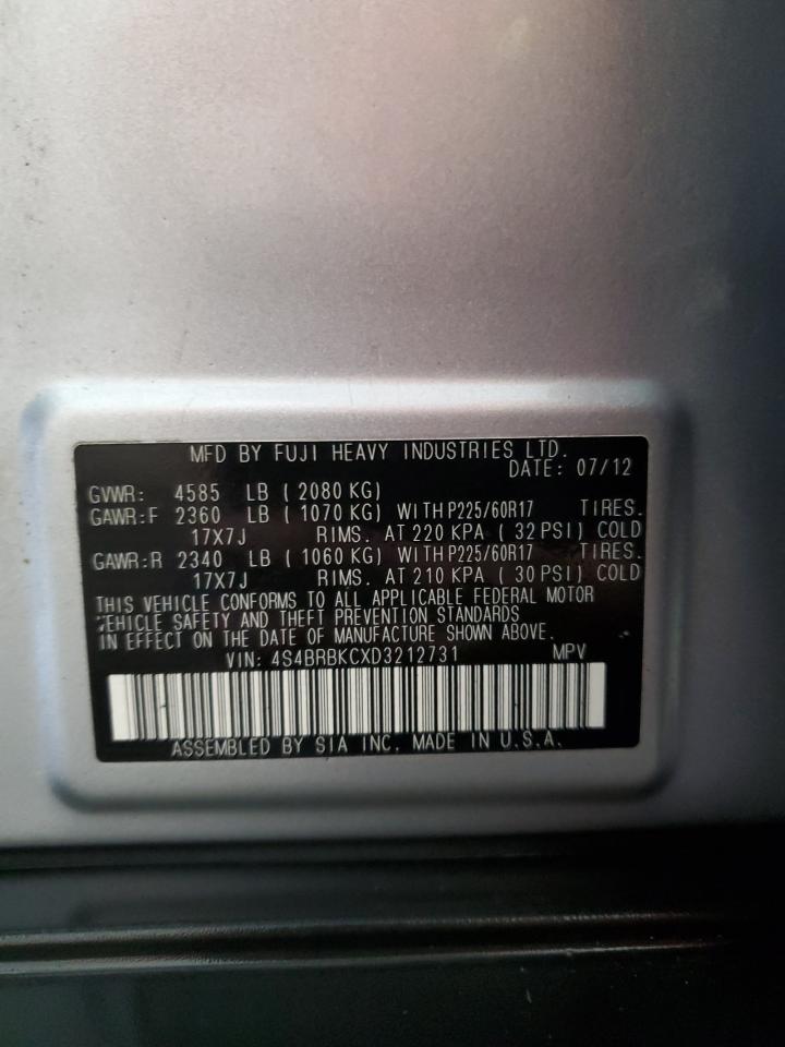2013 Subaru Outback 2.5I Limited VIN: 4S4BRBKCXD3212731 Lot: 62389495