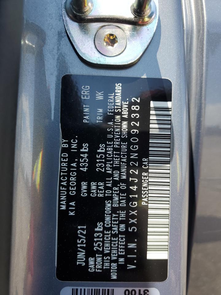 2022 Kia K5 Lxs VIN: 5XXG14J22NG092382 Lot: 63106075
