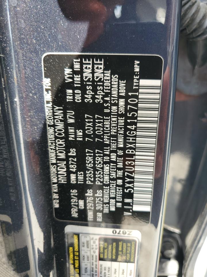 2017 Hyundai Santa Fe Sport VIN: 5XYZU3LBXHG415701 Lot: 58920535