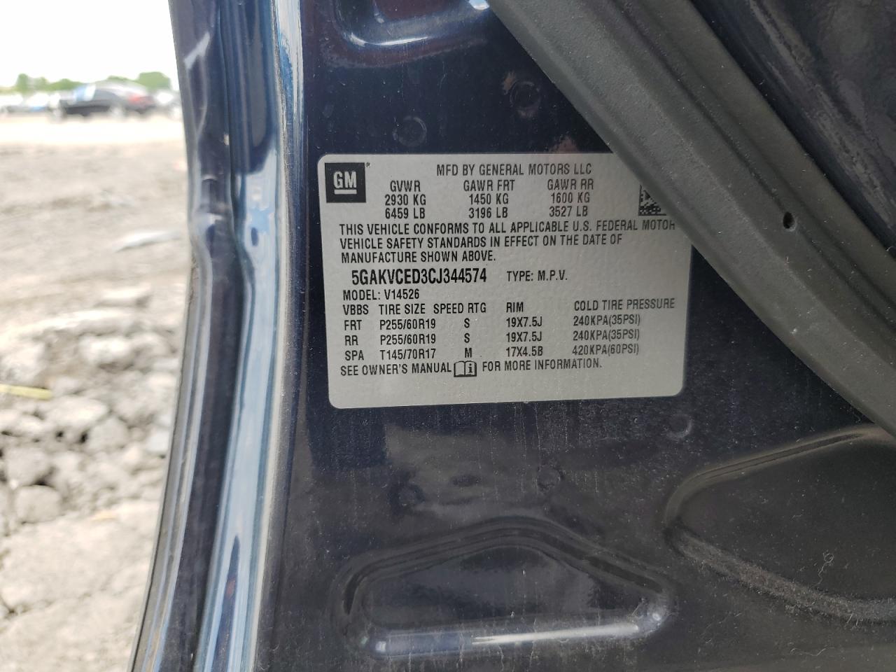 BUICK ENCLAVE 2012 VIN 5GAKVCED3CJ344574 фото 13