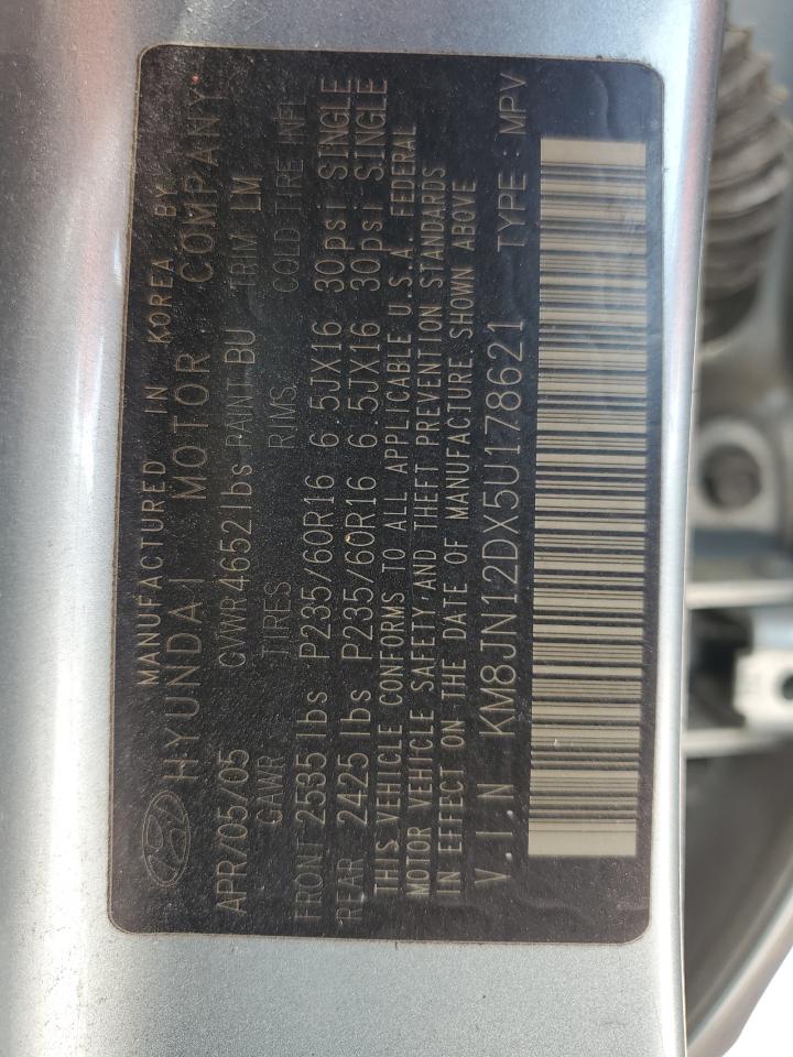 2005 Hyundai Tucson Gls VIN: KM8JN12DX5U178621 Lot: 62639955