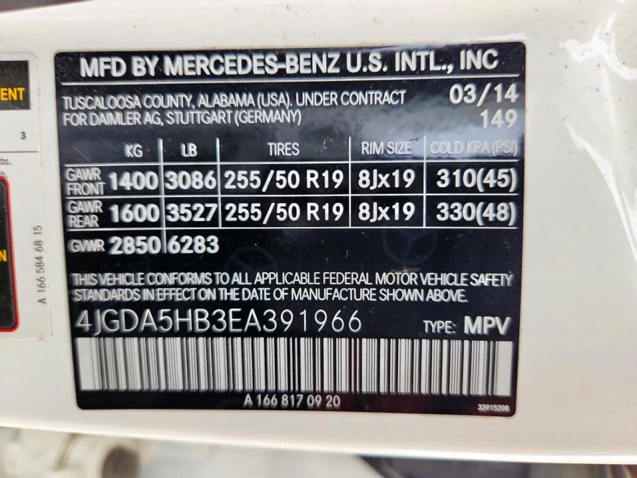 2014 Mercedes-Benz Ml 350 4Matic VIN: 4JGDA5HB3EA391966 Lot: 60421605