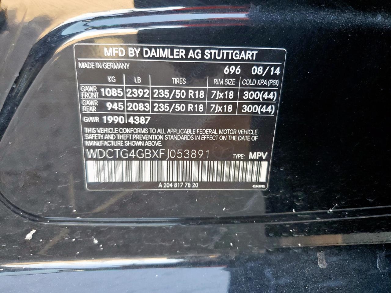 2015 Mercedes-Benz Gla 250 4Matic VIN: WDCTG4GBXFJ053891 Lot: 62428865
