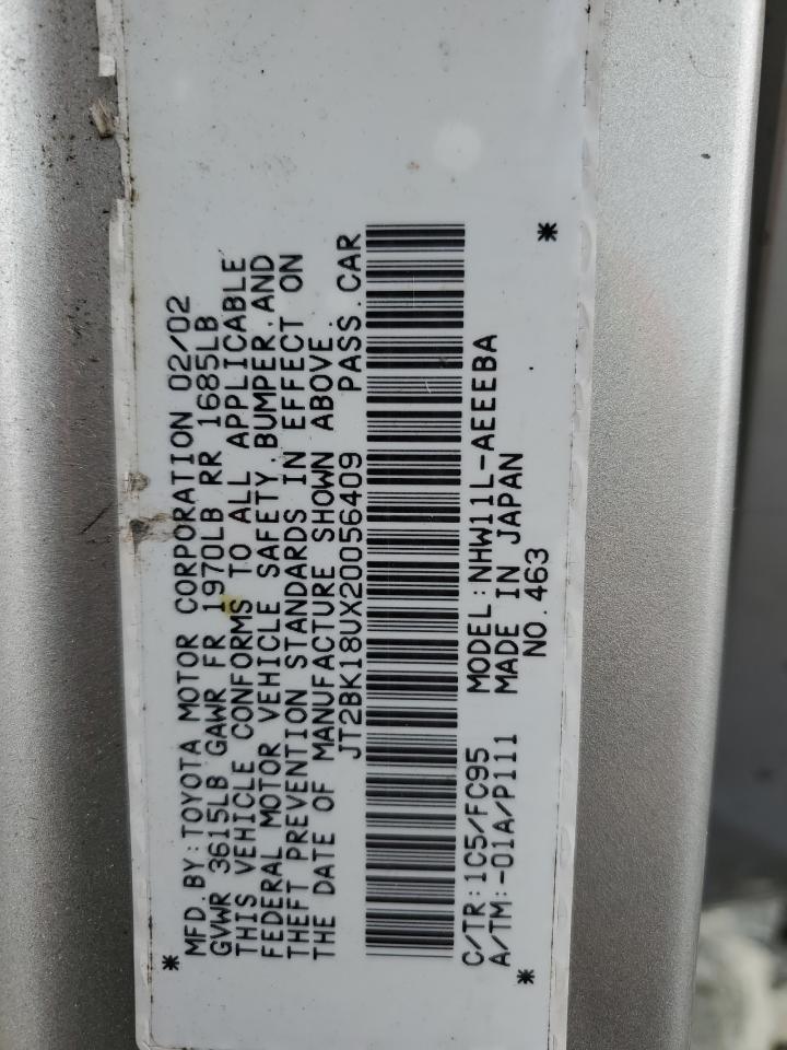 2002 Toyota Prius VIN: JT2BK18UX20056409 Lot: 61053465