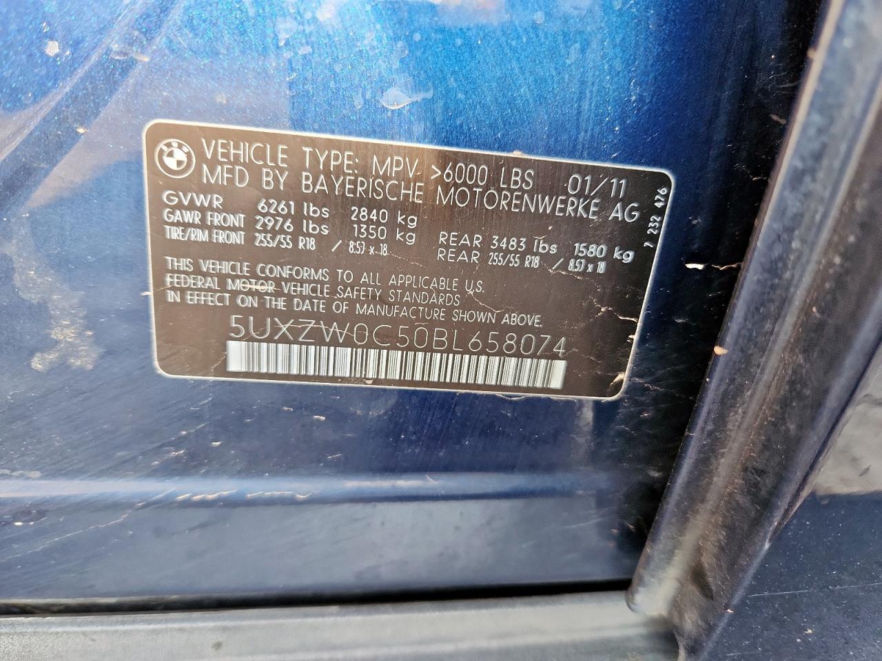 2011 BMW X5 xDrive35D VIN: 5UXZW0C50BL658074 Lot: 61647625