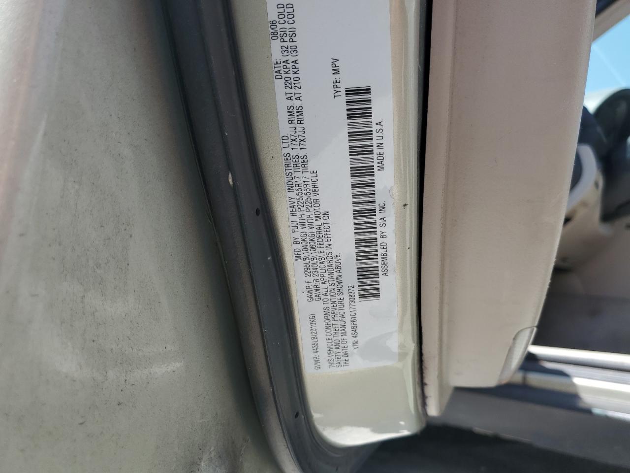 2007 Subaru Outback Outback 2.5I VIN: 4S4BP61C177308372 Lot: 62262355