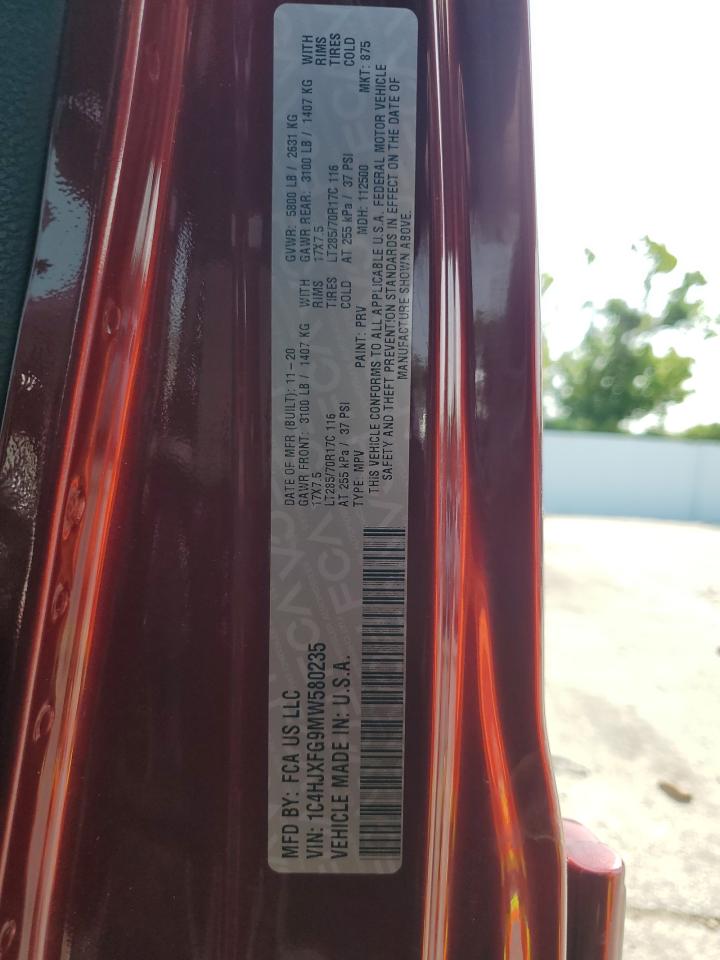 2021 Jeep Wrangler Unlimited Rubicon VIN: 1C4HJXFG9MW580235 Lot: 59118385