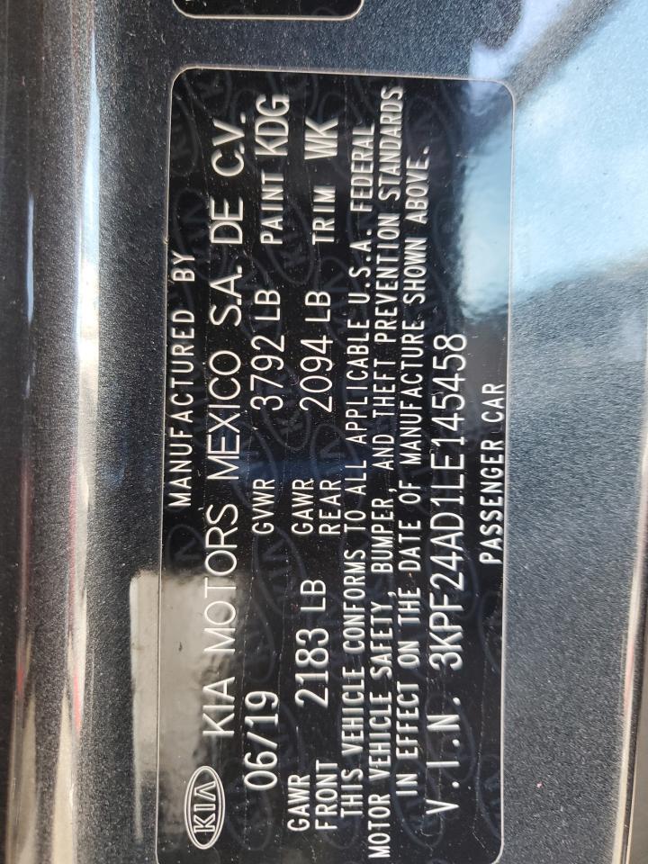 KIA FORTE 2020 VIN 3KPF24AD1LE145458 zdjęcie 12