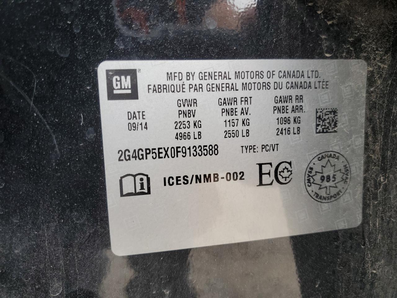 2015 Buick Regal Premium VIN: 2G4GP5EX0F9133588 Lot: 60503745