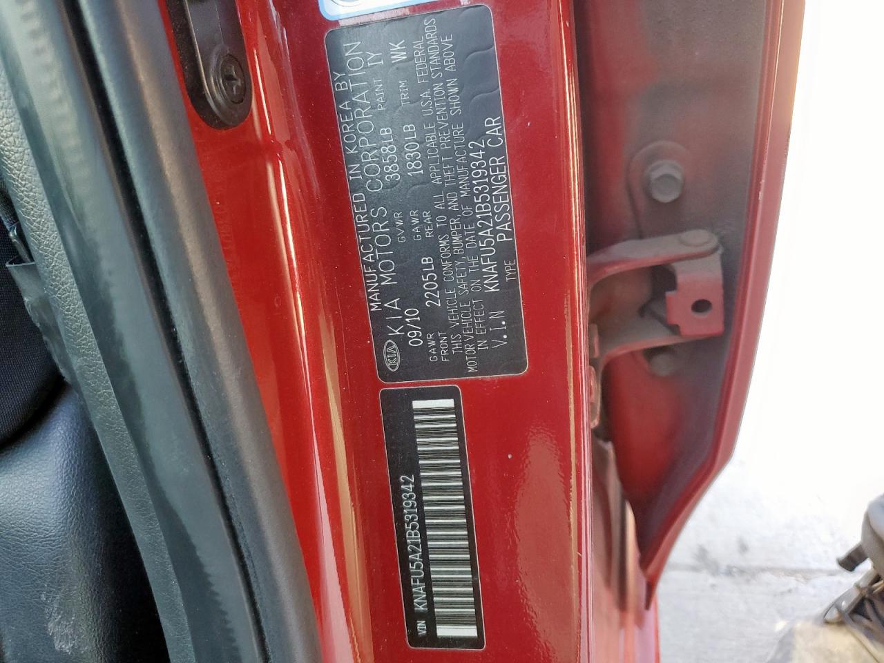 2011 Kia Forte Ex VIN: KNAFU5A21B5319342 Lot: 62161305