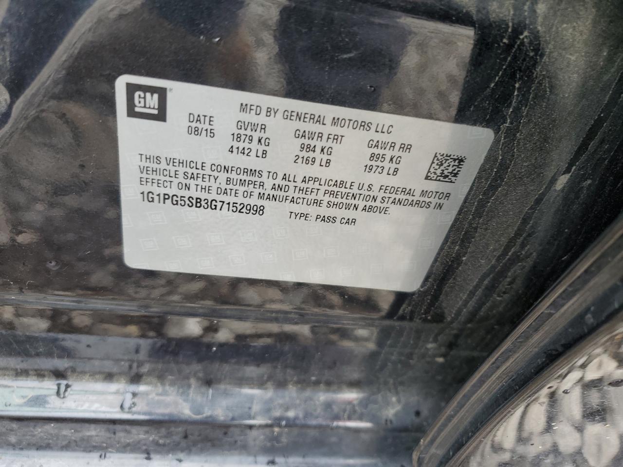 1G1PG5SB3G7152998 CHEVROLET CRUZE 2016
