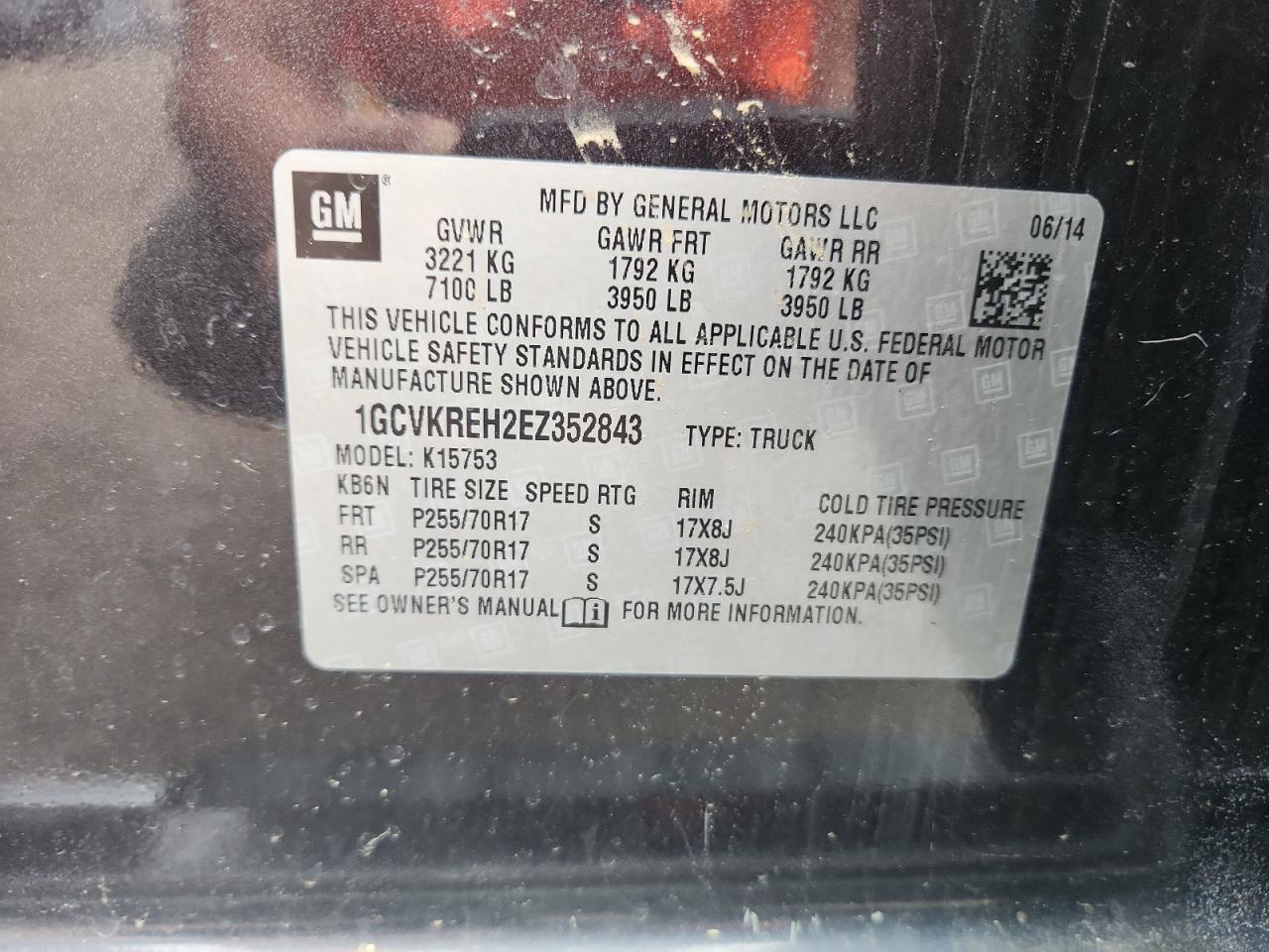 CHEVROLET ALL Models 2014 VIN 1GCVKREH2EZ352843 photo 12