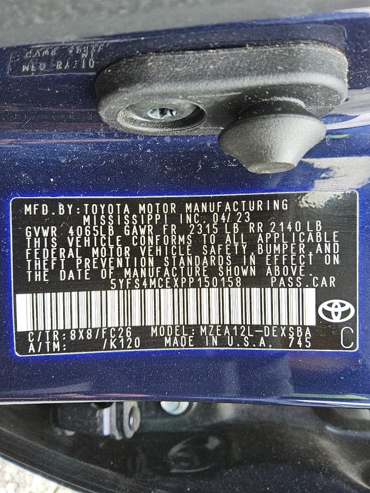 5YFS4MCEXPP150158 TOYOTA COROLLA 2023