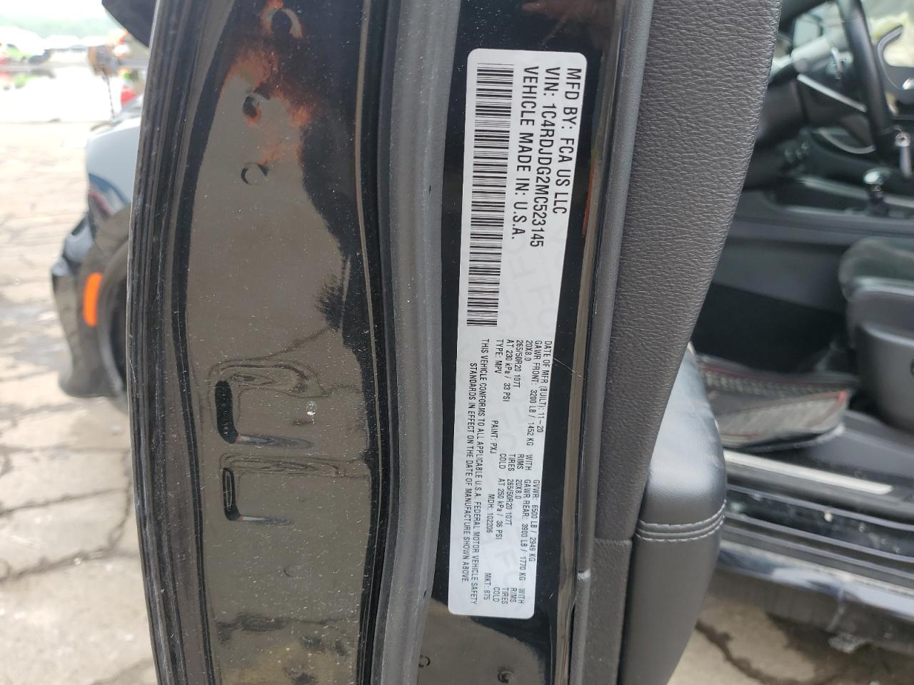 2021 Dodge Durango Gt VIN: 1C4RDJDG2MC523145 Lot: 59656775