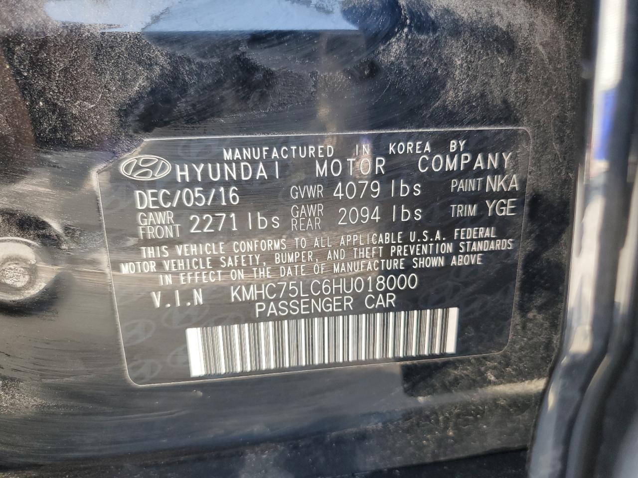 2017 Hyundai Ioniq Sel VIN: KMHC75LC6HU018000 Lot: 62111075