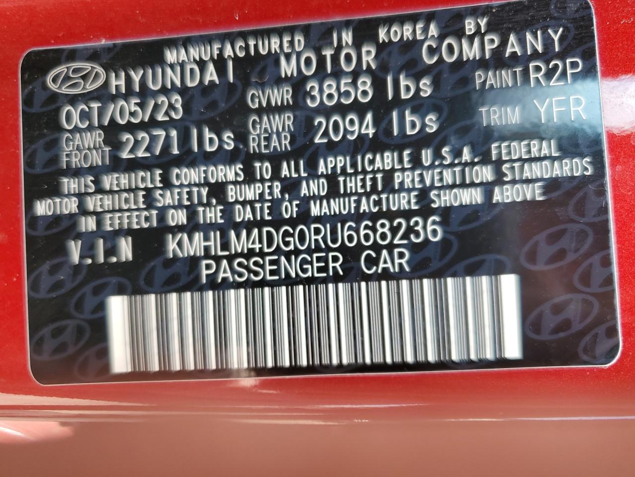 2024 Hyundai Elantra Sel VIN: KMHLM4DG0RU668236 Lot: 62101185