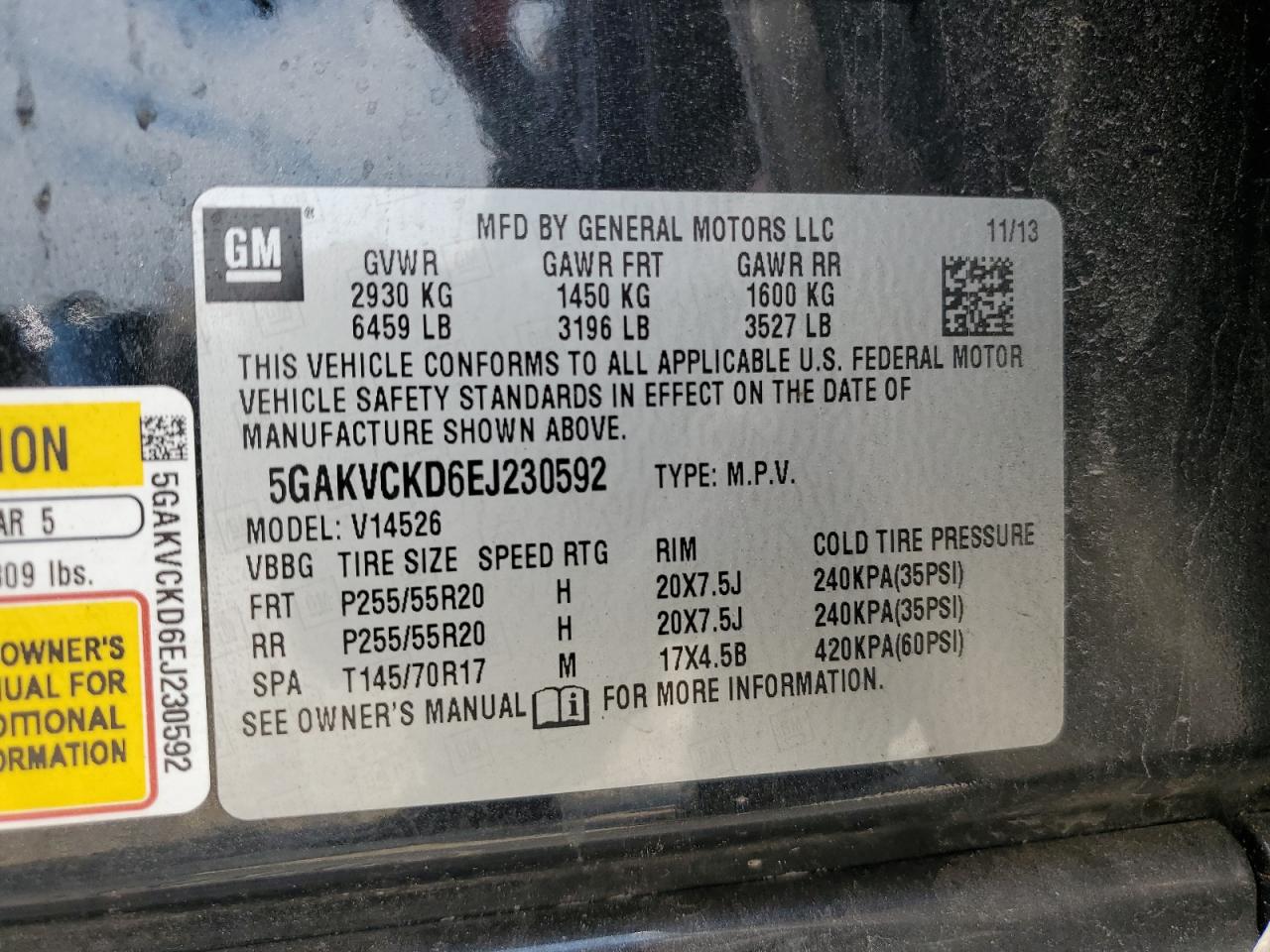 2014 Buick Enclave VIN: 5GAKVCKD6EJ230592 Lot: 62957895