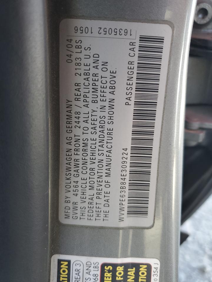 2004 Volkswagen Passat Gls Tdi VIN: WVWPE63B84E309224 Lot: 61080745