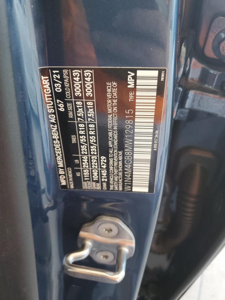 2021 Mercedes-Benz Glb 250 VIN: W1N4M4GB8MW129815 Lot: 60991495
