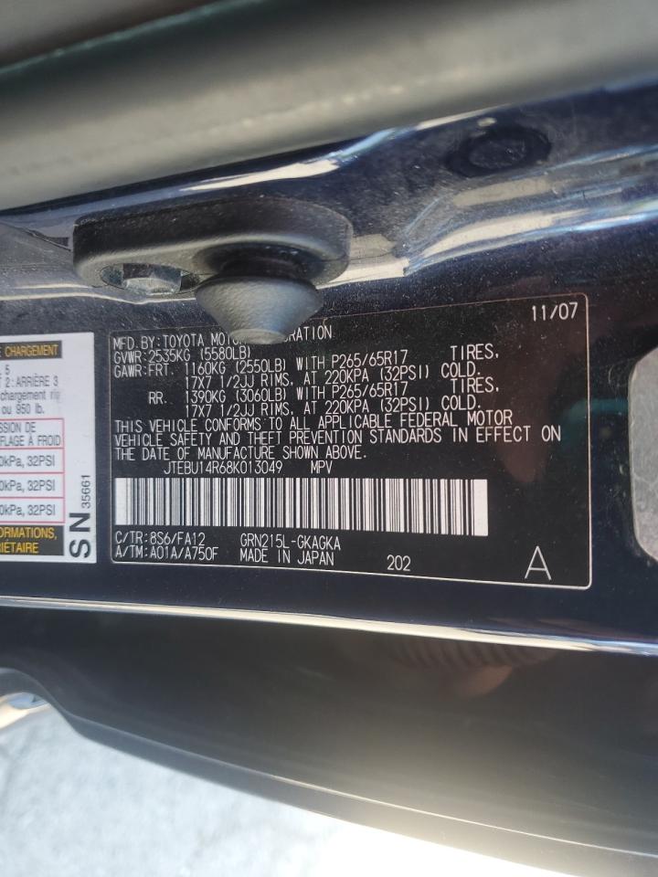 2008 Toyota 4Runner Sr5 VIN: JTEBU14R68K013049 Lot: 61648235