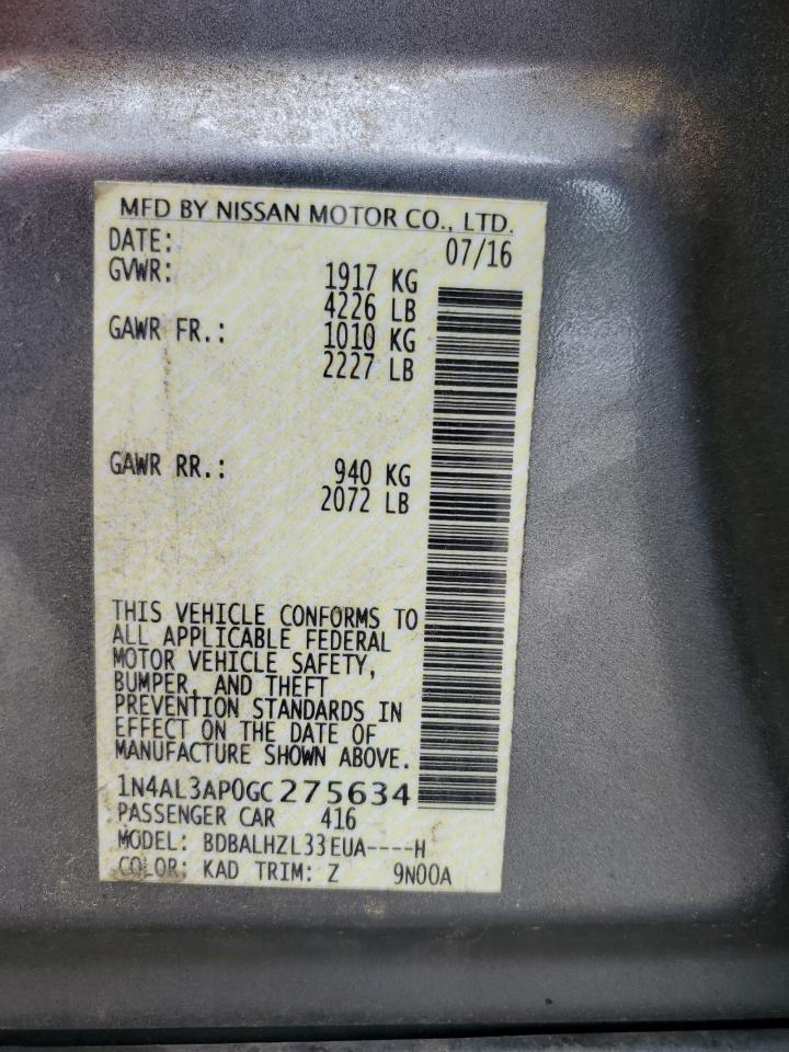 2016 Nissan Altima 2.5 VIN: 1N4AL3AP0GC275634 Lot: 59533415