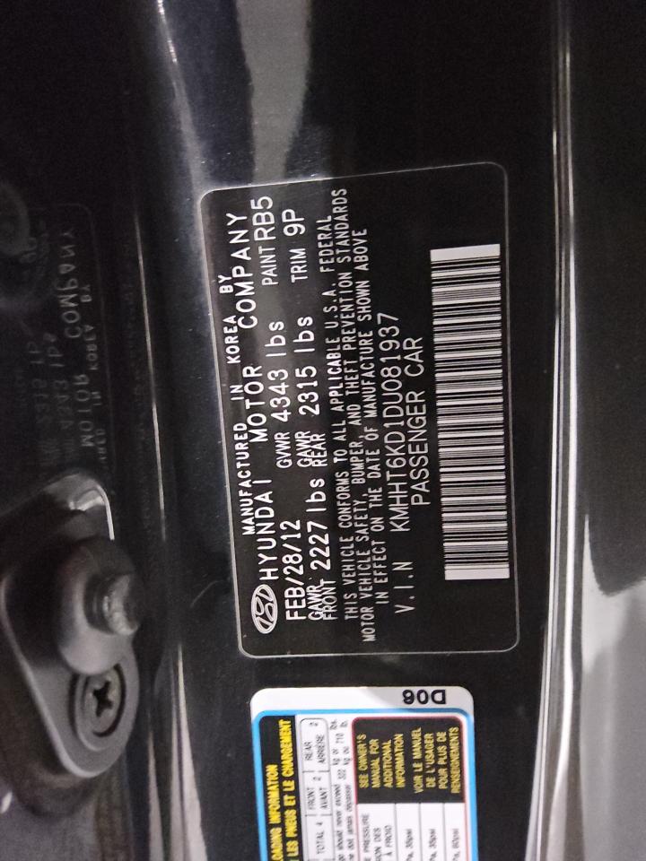 2013 Hyundai Genesis Coupe 2.0T VIN: KMHHT6KD1DU081937 Lot: 61016905