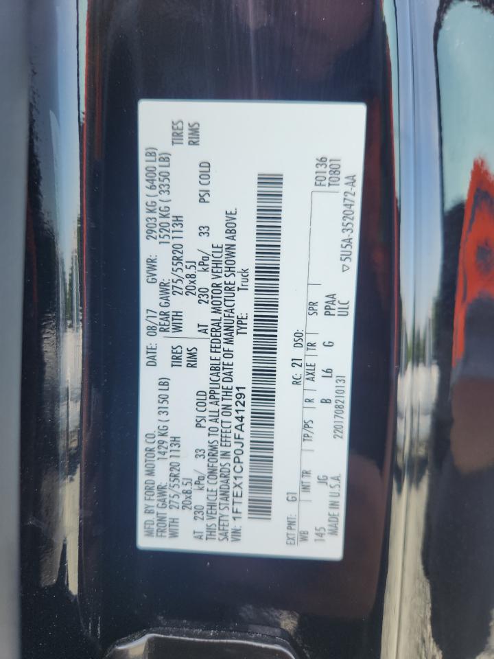 2018 Ford F150 Super Cab VIN: 1FTEX1CP0JFA41291 Lot: 62671965