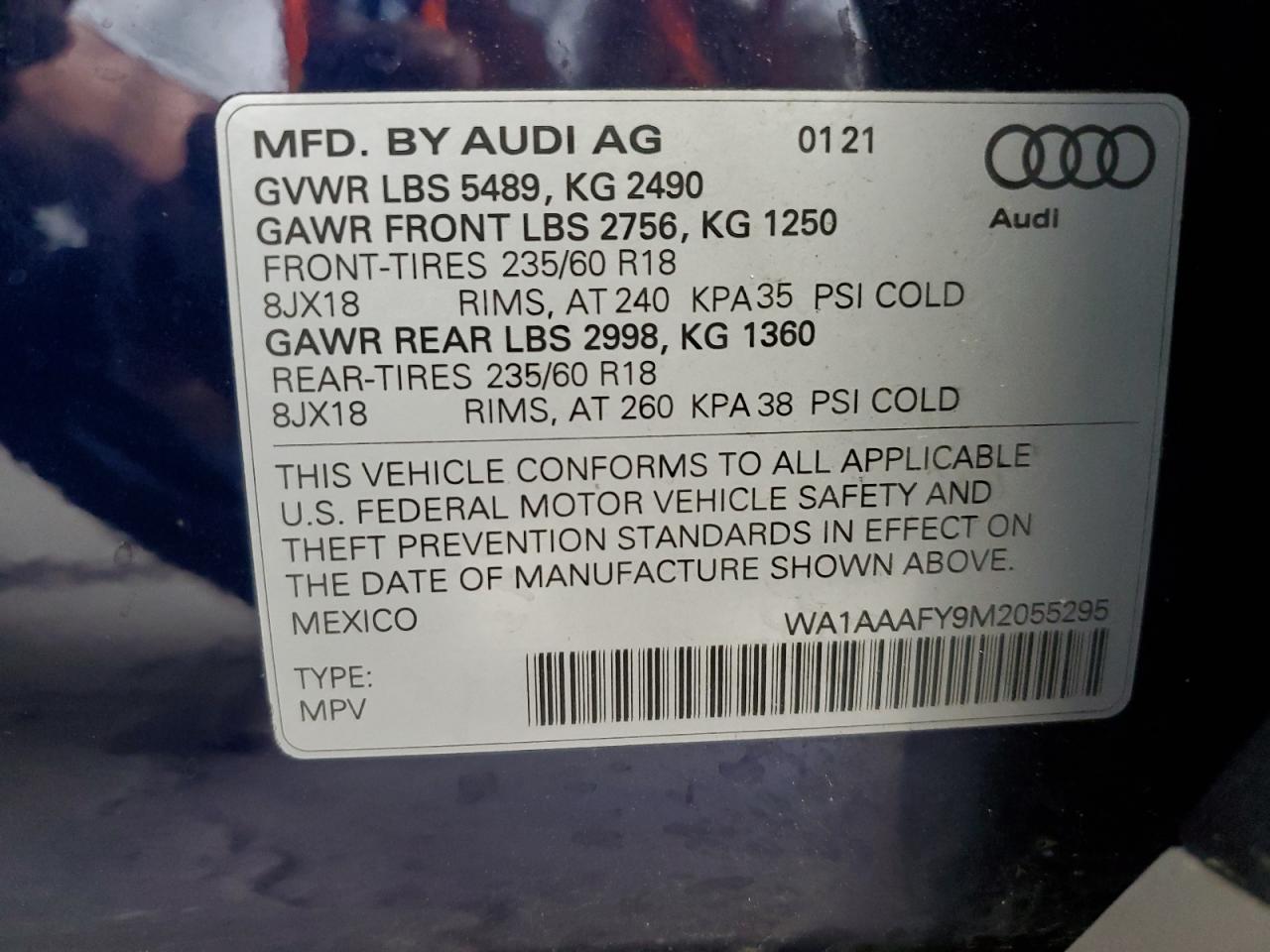 AUDI Q5 2021 VIN WA1AAAFY9M2055295 zdjęcie 14