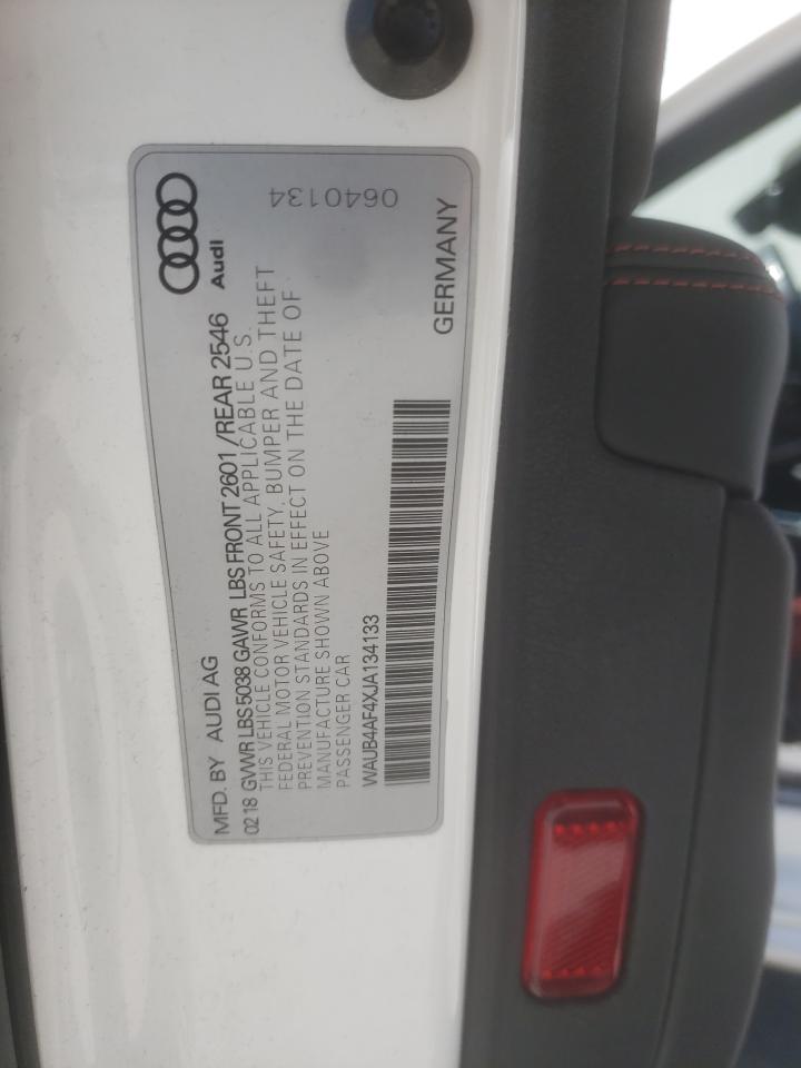2018 Audi S4 Premium Plus VIN: WAUB4AF4XJA134133 Lot: 60628745