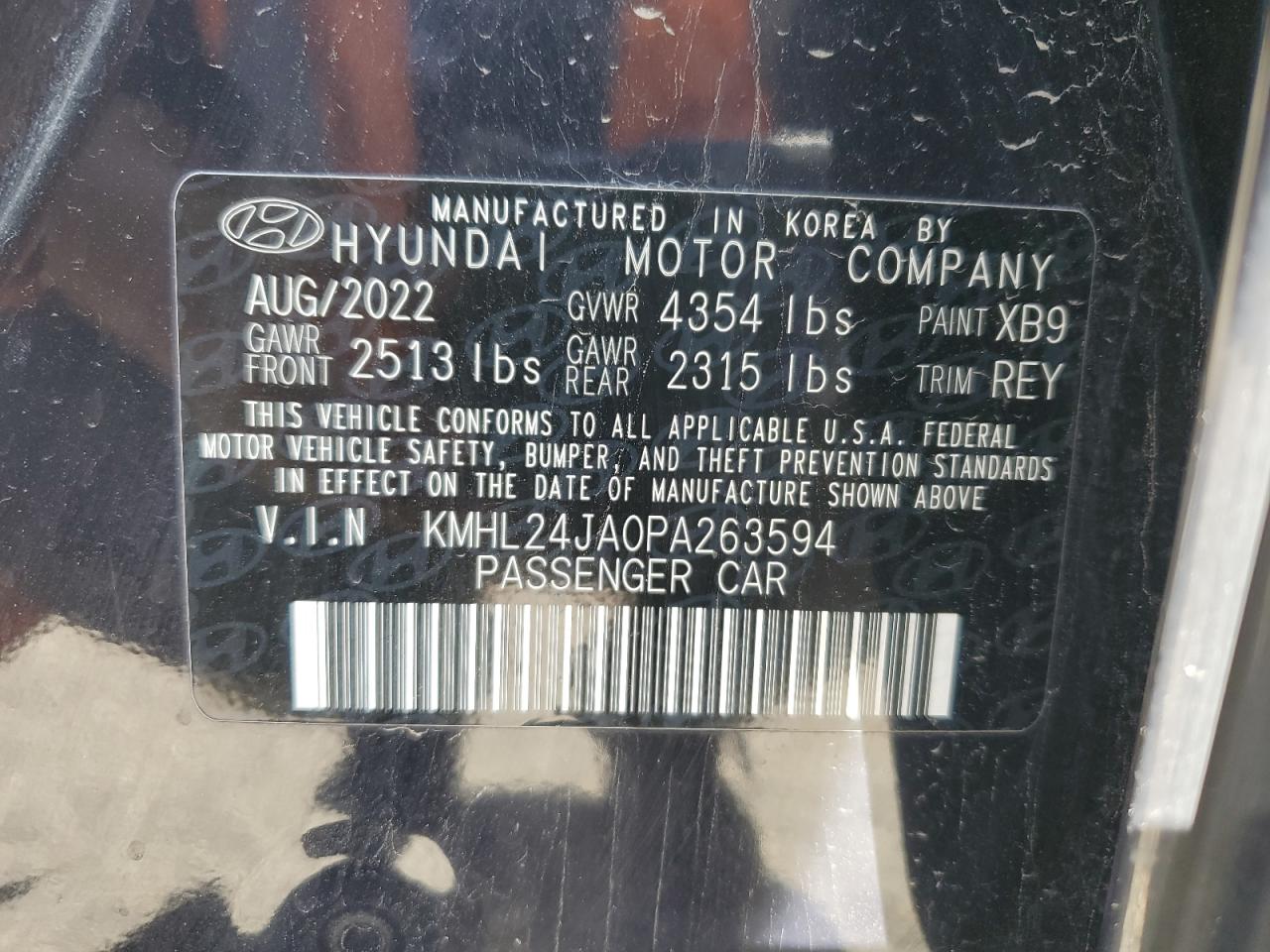 2023 Hyundai Sonata Se VIN: KMHL24JA0PA263594 Lot: 58547255