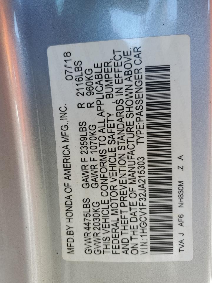 1HGCV1F32JA215303 HONDA ACCORD 2018