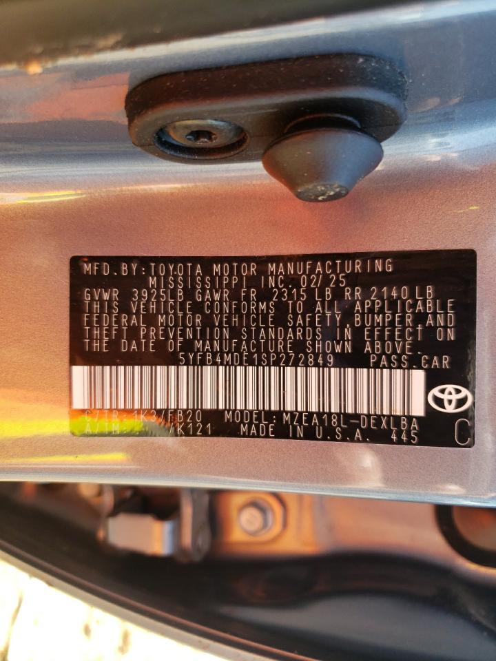 2025 Toyota Corolla Le VIN: 5YFB4MDE1SP272849 Lot: 63051385