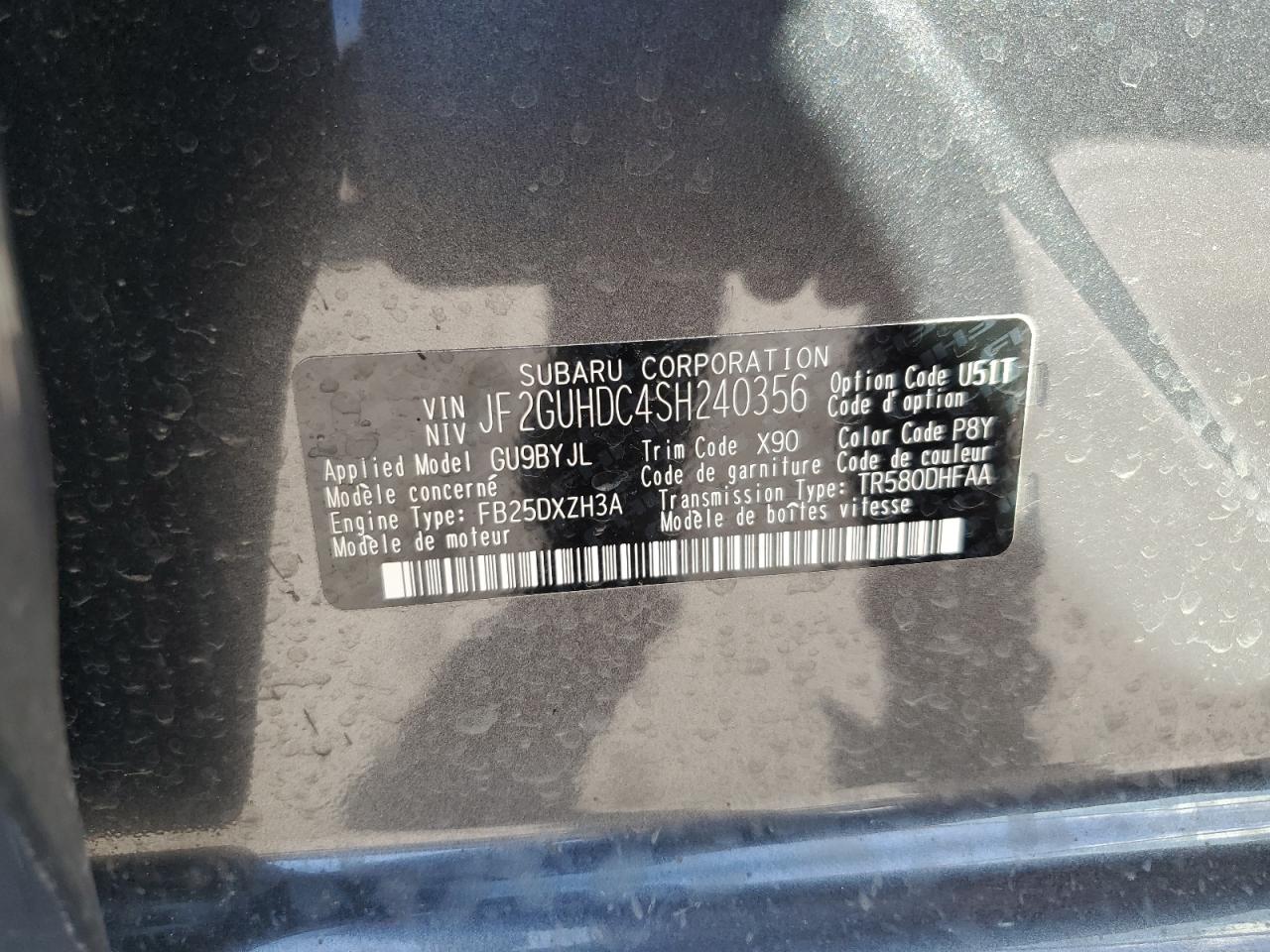 2025 Subaru Crosstrek Premium VIN: JF2GUHDC4SH240356 Lot: 61851805
