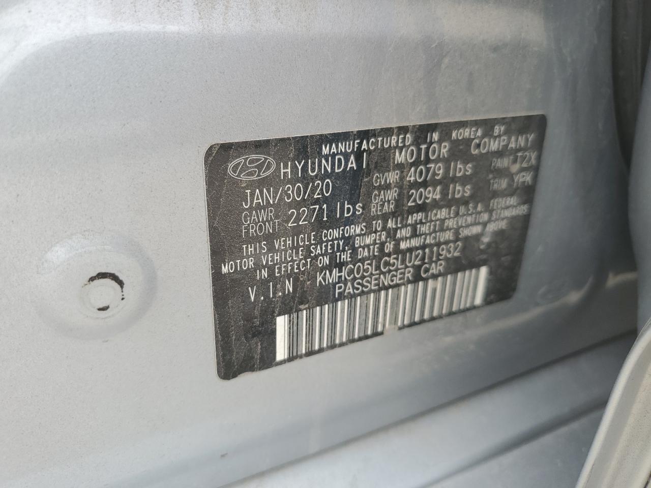 2020 Hyundai Ioniq Limited VIN: KMHC05LC5LU211932 Lot: 60512865