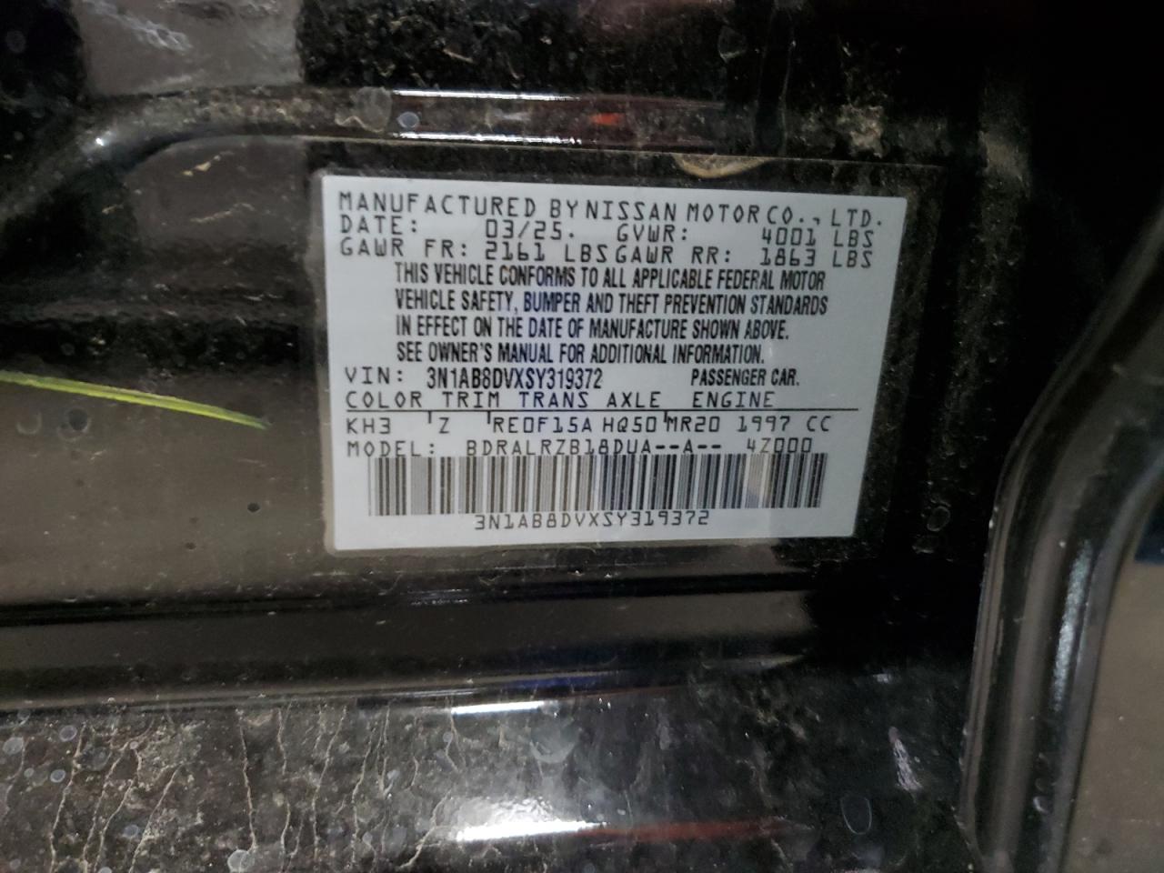 3N1AB8DVXSY319372 NISSAN SENTRA 2025