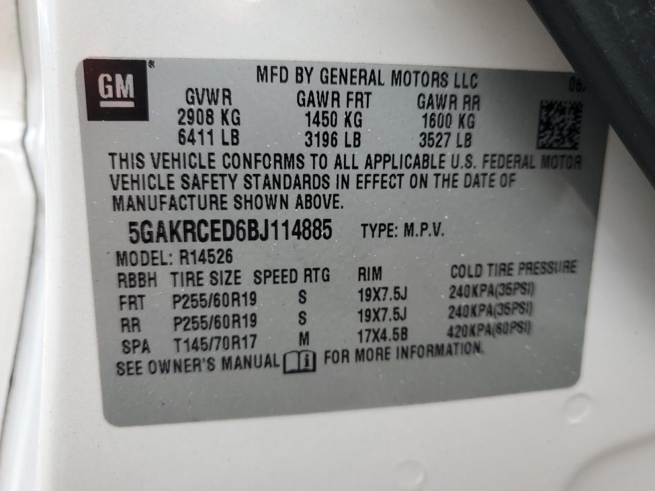 2011 Buick Enclave Cxl VIN: 5GAKRCED6BJ114885 Lot: 60090725