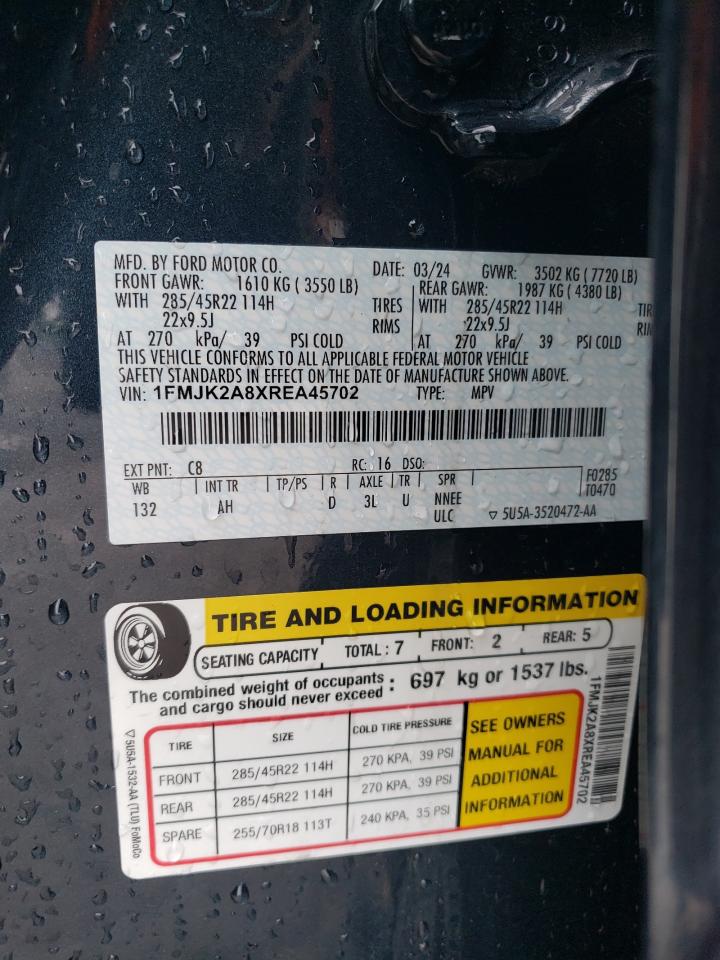 2024 Ford Expedition Max Limited VIN: 1FMJK2A8XREA45702 Lot: 61544555