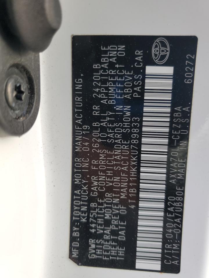 TOYOTA CAMRY 2019 VIN 4T1B11HKXKU789833 zdjęcie 13