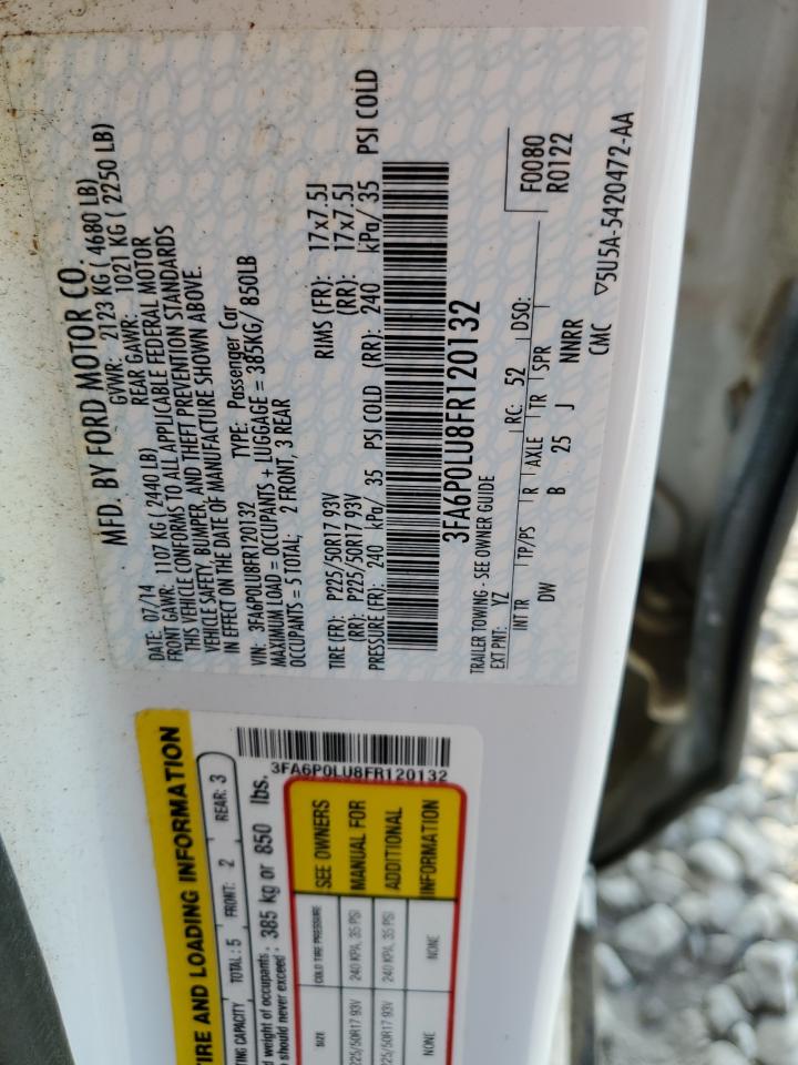 2015 Ford Fusion Se Hybrid VIN: 3FA6P0LU8FR120132 Lot: 58977735