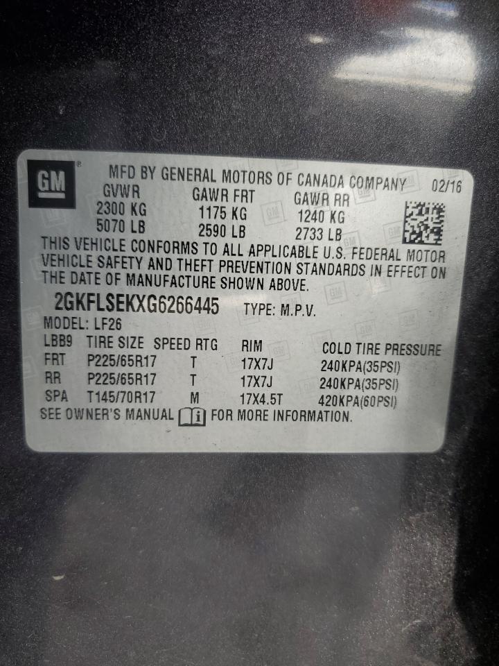 2016 GMC Terrain Sle VIN: 2GKFLSEKXG6266445 Lot: 86866595